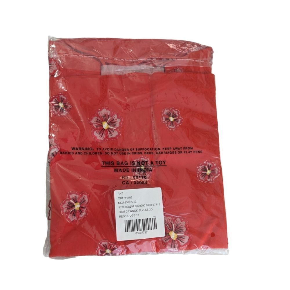 Anthropologie Red Spaghetti-Strap 3D‎ Floral Petals Bodycon Dress sz 10 NWT - Picture 6 of 10